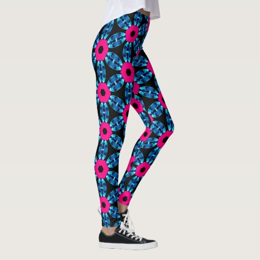 Leggings voor Blue and Hot Pink Gemstone Designer (Rechts)