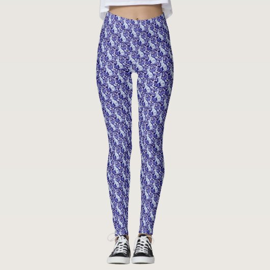 Leggings voor Blue and White Bunny Rabbit Designer (Voorkant)
