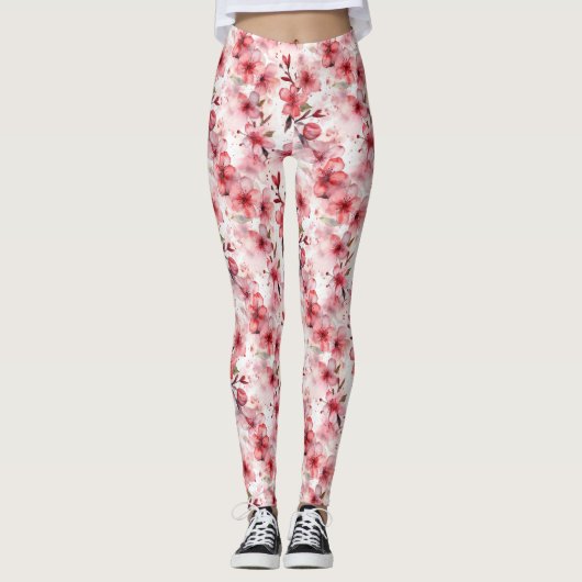 Leggings voor Bright Cherry Blossom - (Voorkant)