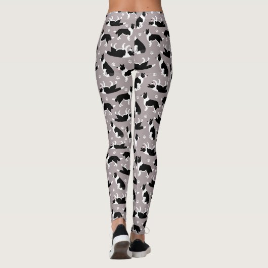 Leggings voor Collie en Paw-afdrukken aan randen (Achterkant)