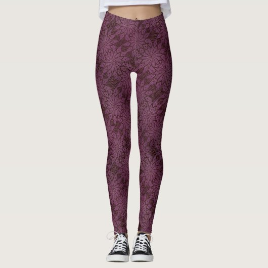 Leggings voor Crochet-look - Cherry - HAMbyWG (Voorkant)
