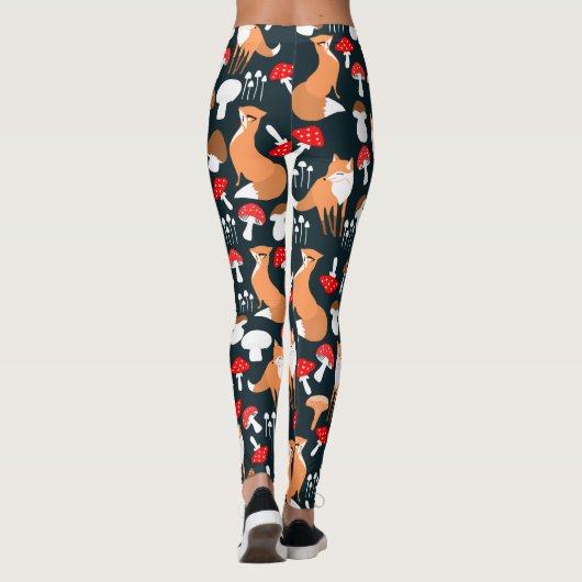 Leggings voor Cute Fox en paddenstoelen (Achterkant)
