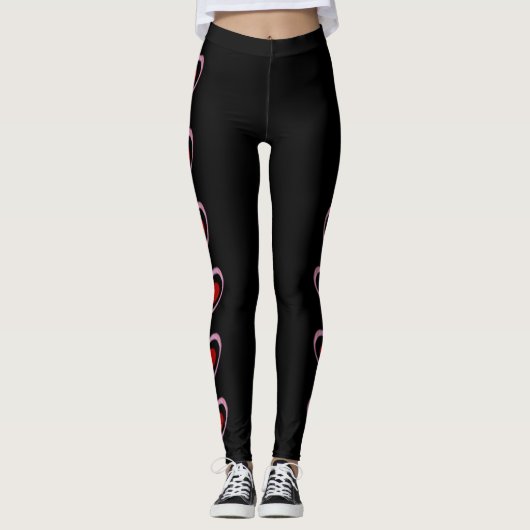 Leggings voor Cute Pink & Red Hearts Valentijn (Voorkant)