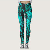 Leggings voor Cyaan Paint Splatter (Voorkant)