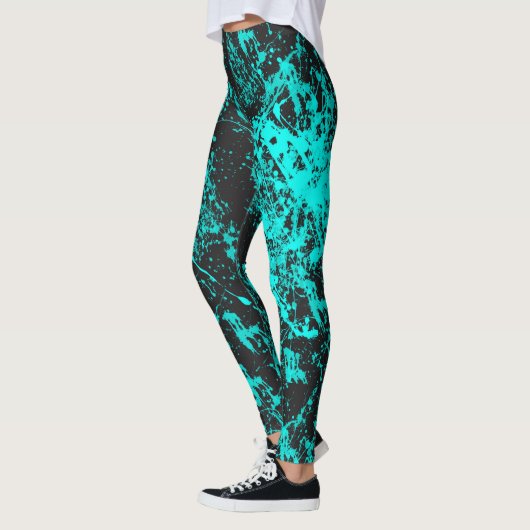 Leggings voor Cyaan Paint Splatter (Links)
