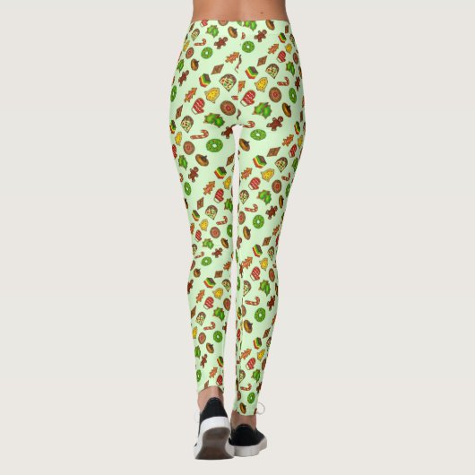 Leggings voor de groene kerst met koekjes met fees (Achterkant)