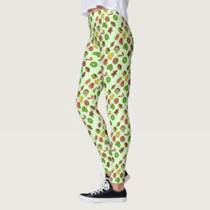 Leggings voor de groene kerst met koekjes met fees