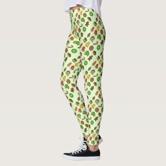 Leggings voor de groene kerst met koekjes met fees (Links)