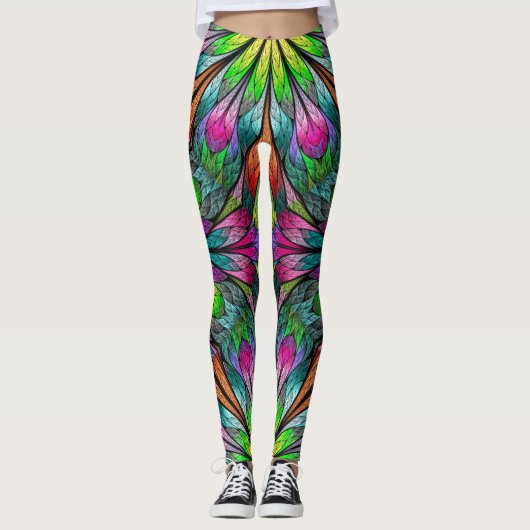 Leggings voor de Mode van Floral Fractal Pop (Voorkant)