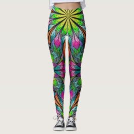 Leggings voor de Mode van Floral Fractal Pop