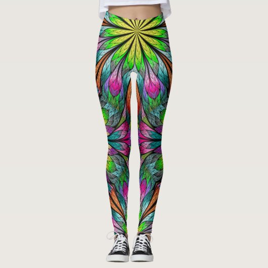 Leggings voor de Mode van Floral Fractal Pop (Voorkant)