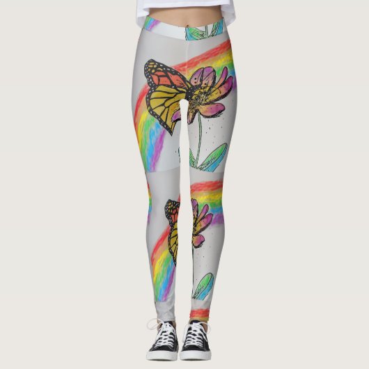 Leggings voor de Oranje regenboogregenboogregenboo (Voorkant)