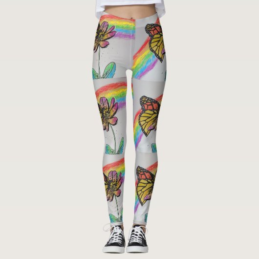 Leggings voor de Oranje regenboogregenboogregenboo (Voorkant)