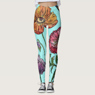 Leggings voor de Waterverf van Aqua Poppy Floral