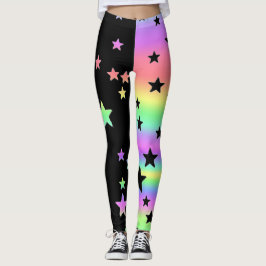 Leggings voor de zwarte en pasteelregenboogster