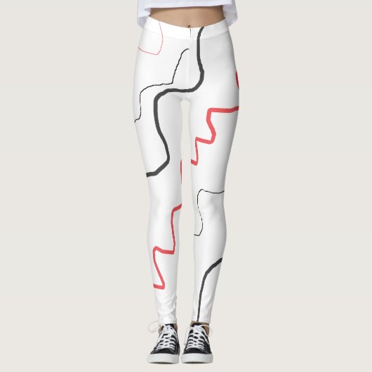 Leggings voor de zwarte en rode vierkant (Voorkant)