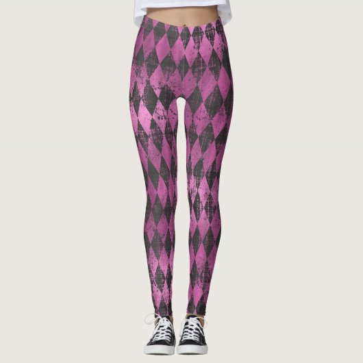 Leggings voor drukroze en zwarte Harlequin (Voorkant)