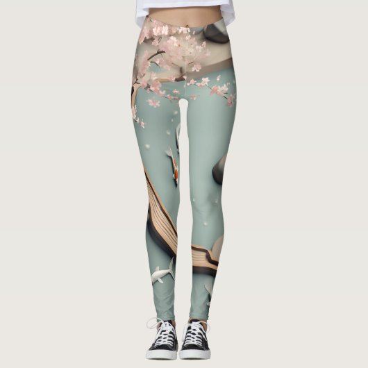 Leggings voor dynamische golven met oceanische str (Voorkant)