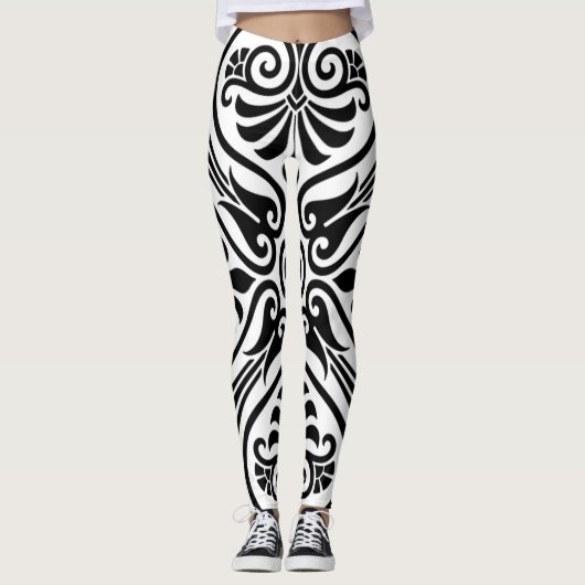 Leggings voor elegant zwart-wit ontwerp (Voorkant)