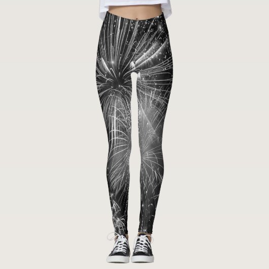 Leggings voor Fireworks Black en White Finale (Voorkant)
