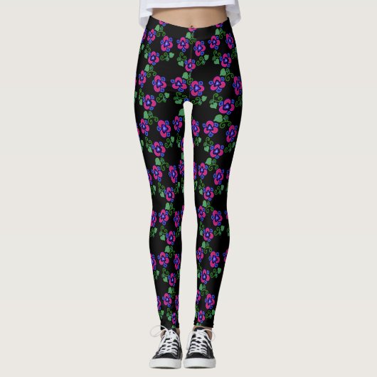 Leggings voor  Floral afdrukken in Pansy Flower (Voorkant)