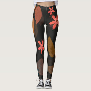 Leggings voor Floral print zwart 