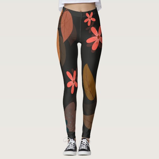 Leggings voor Floral print zwart (Voorkant)