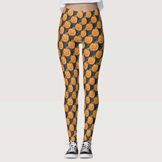 Leggings voor Fun Halloween Pumpkin-ontwerp (Voorkant)