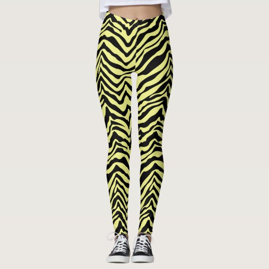 Leggings voor geel en zwart Zebra dierpatronen (Voorkant)