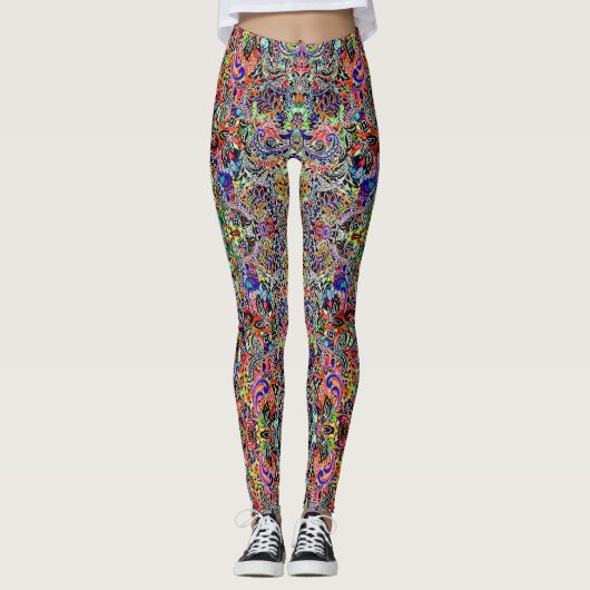 Leggings voor gemengde kleurrijke bloemen (Voorkant)