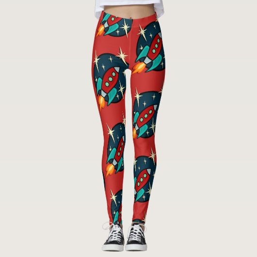 LEGGINGS VOOR GRAFISCHE PATROON VOOR RETRO ROCKET (Voorkant)
