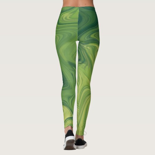leggings voor groen vloeibaar textuurpatroon (Achterkant)