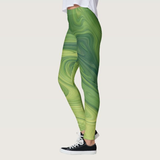 leggings voor groen vloeibaar textuurpatroon (Links)