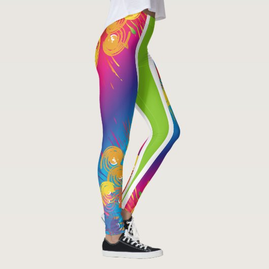 Leggings voor groene/Abstracte kleurrijke porties (Rechts)
