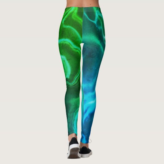 Leggings voor groene en blauwe waterverblindende S (Achterkant)