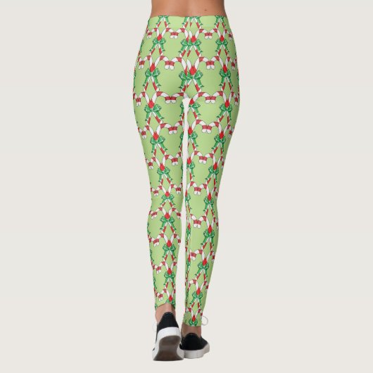 Leggings voor groene kerstmis met snoepsuikerriet (Achterkant)