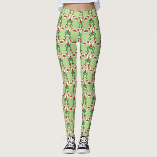 Leggings voor groene kerstmis met snoepsuikerriet (Voorkant)