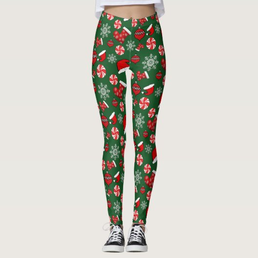 Leggings voor groene rode witte kerst (Voorkant)
