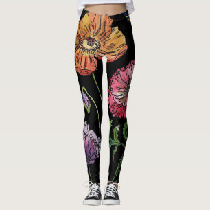 Leggings voor grote Oranje papaver Waterverf