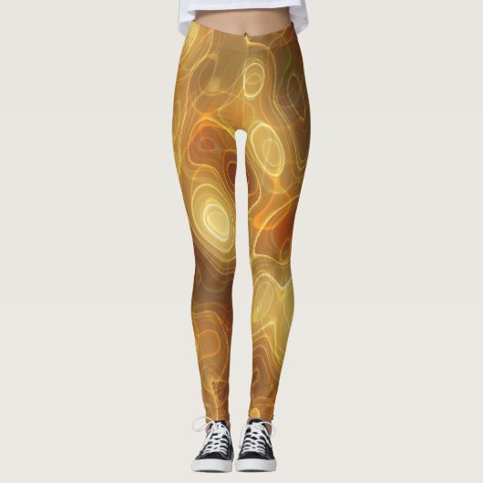 Leggings voor Halloween Oranje en Gold Swirl (Voorkant)