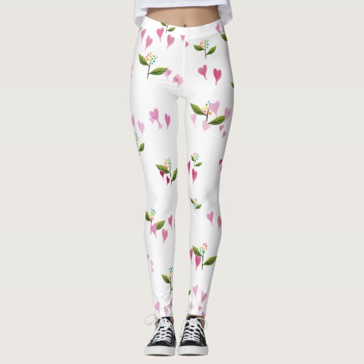 Leggings voor harten en bloemen (Voorkant)
