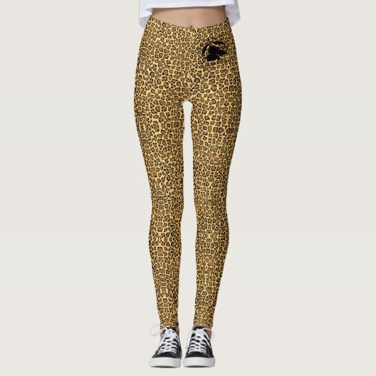 Leggings voor het afdrukken van dieren met zwarte  (Voorkant)