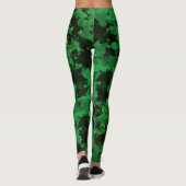 Leggings voor het afdrukken van groene bloemen (Achterkant)