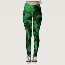 Leggings voor het afdrukken van groene bloemen