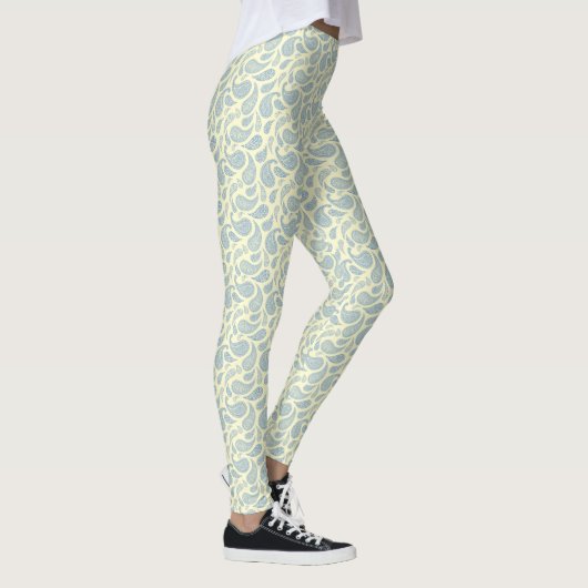 Leggings voor het Cream-Blue Paisley Pattern (Rechts)