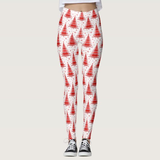 Leggings voor het ontwerp van het rode kerstboompa (Voorkant)