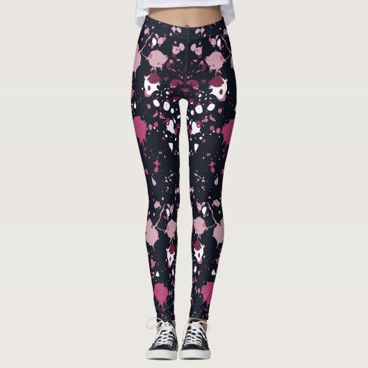 Leggings voor het roze schilderspatroon (Voorkant)