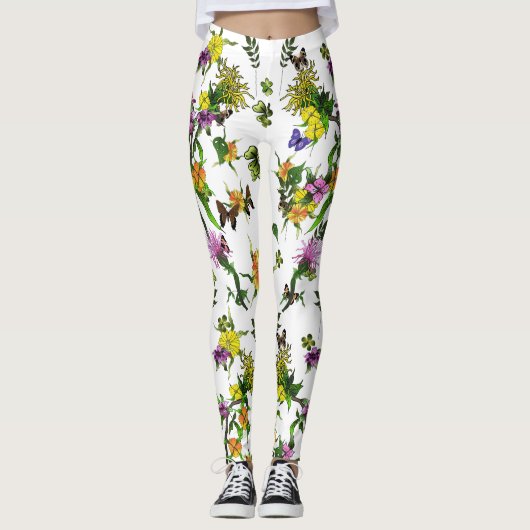 Leggings voor het vieren van de bloem met vlinderb (Voorkant)