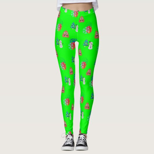 leggings voor kerst - poep emoji xmas (Voorkant)