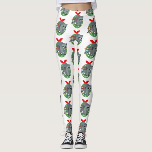 leggings voor kerst - raccoon (Voorkant)